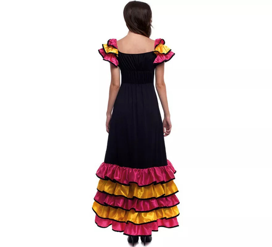 Translation missing: es.Disfraz de Brasileña Rumbera Negro con Volantes para mujer