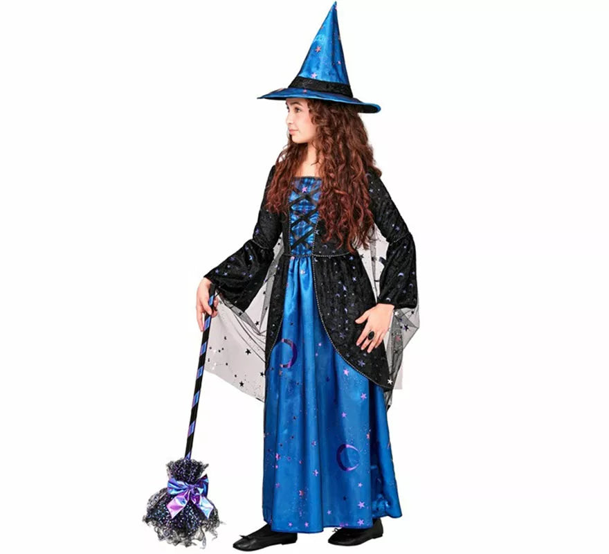 Translation missing: de.Disfraz de Bruja azul con Estrellas para niña
