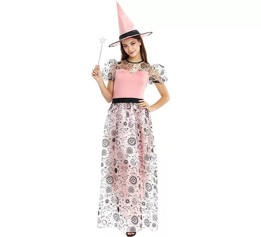 Translation missing: de.Disfraz de Bruja Buena rosa con sombrero para mujer