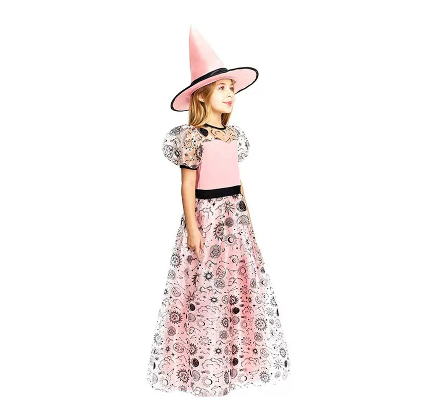 Translation missing: de.Disfraz de Bruja Buena rosa con sombrero para niña y adolescente