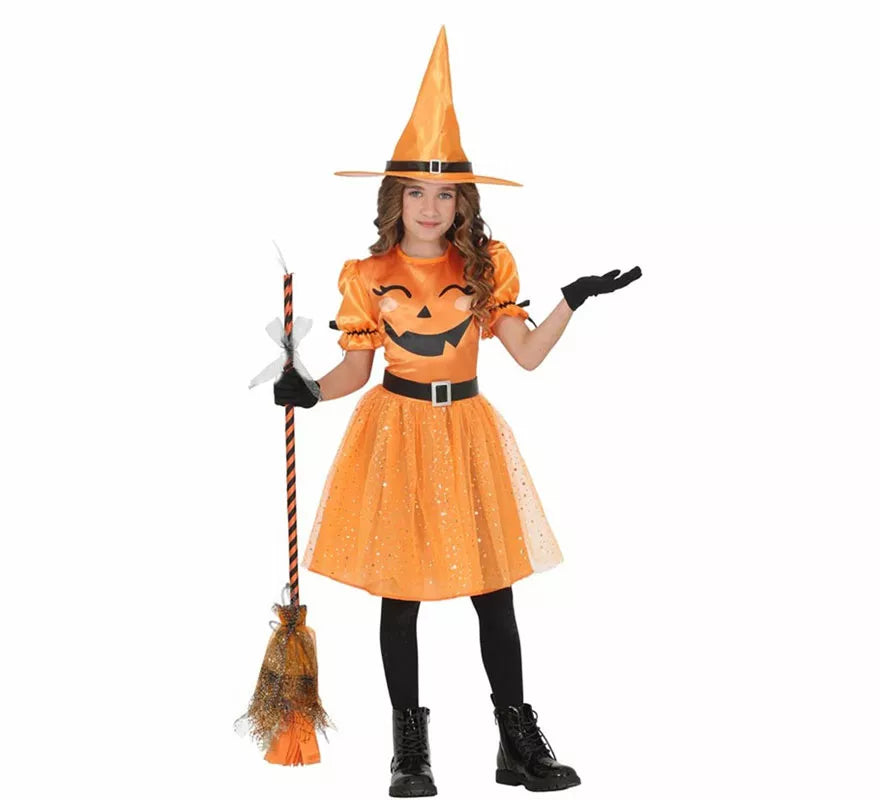 Translation missing: de.Disfraz de Bruja Calabaza para niña