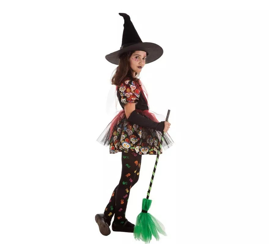 Translation missing: de.Disfraz de Bruja Calaveras Floral para niña