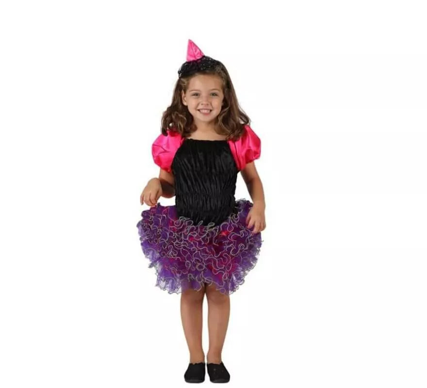 Disfraz de Bruja con falda volantes para niña en 2 colores y varias tallas