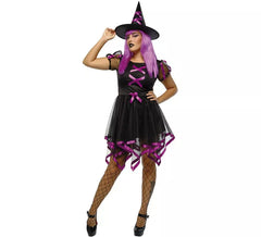Rosafarbenes Neon-Cuca-Hexe-Kostüm für Damen