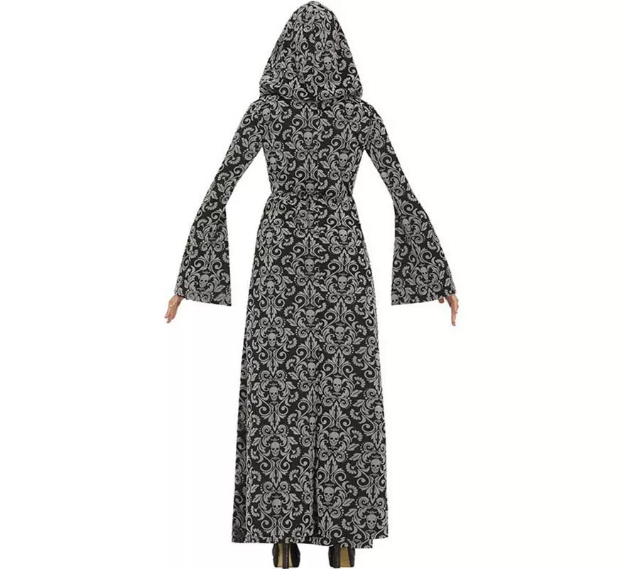 Disfraz de Bruja Encapuchada plateada para mujer