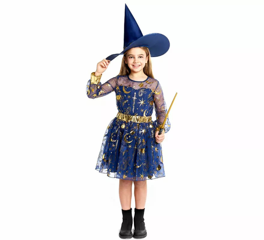 Translation missing: de.Disfraz de Bruja Esotérica azul para niña