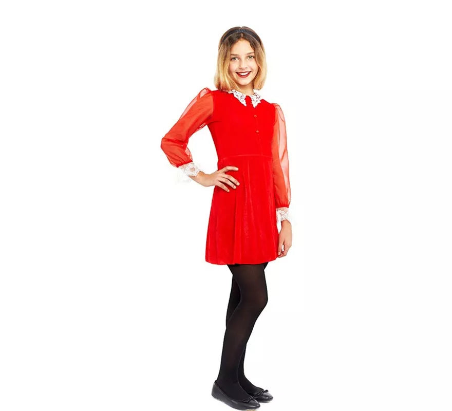 Disfraz de Bruja joven vestido rojo para niña