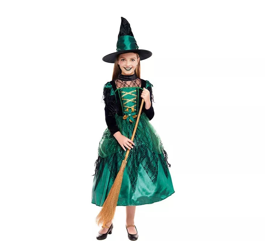 Translation missing: de.Disfraz de Bruja Magic Verde para niña