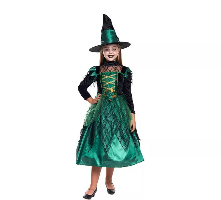 Translation missing: de.Disfraz de Bruja Magic Verde para niña