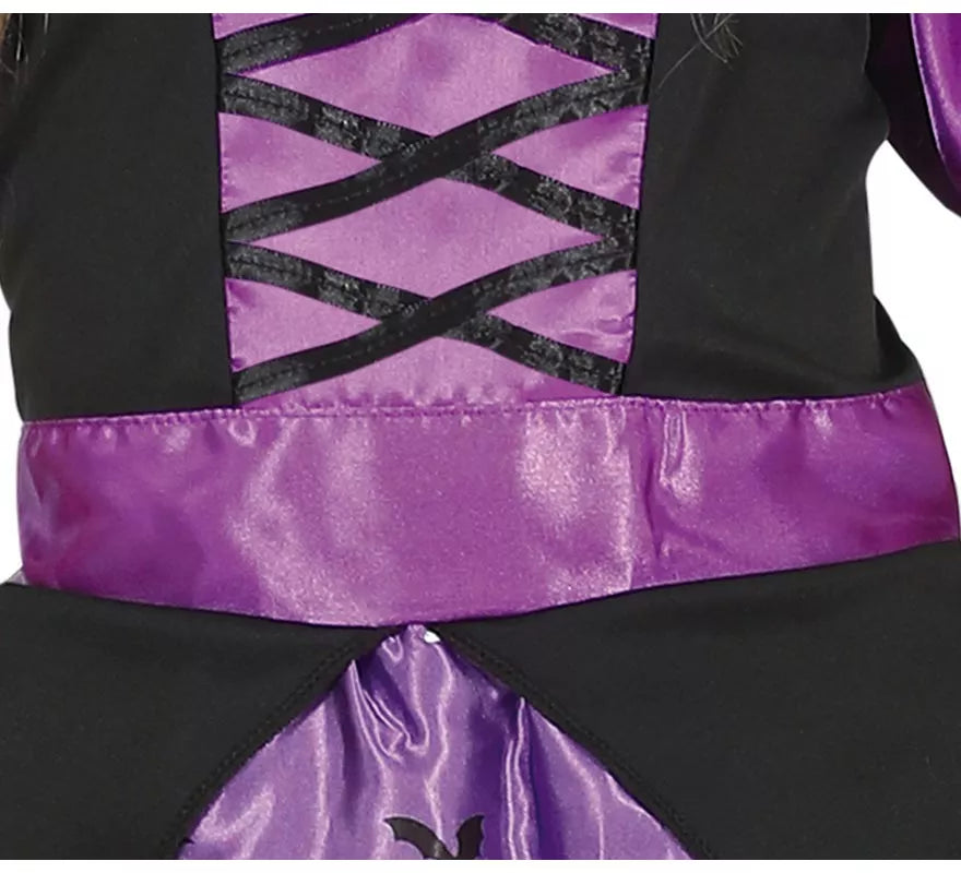 Translation missing: de.Disfraz de Bruja Morada con vestido estampado para niña