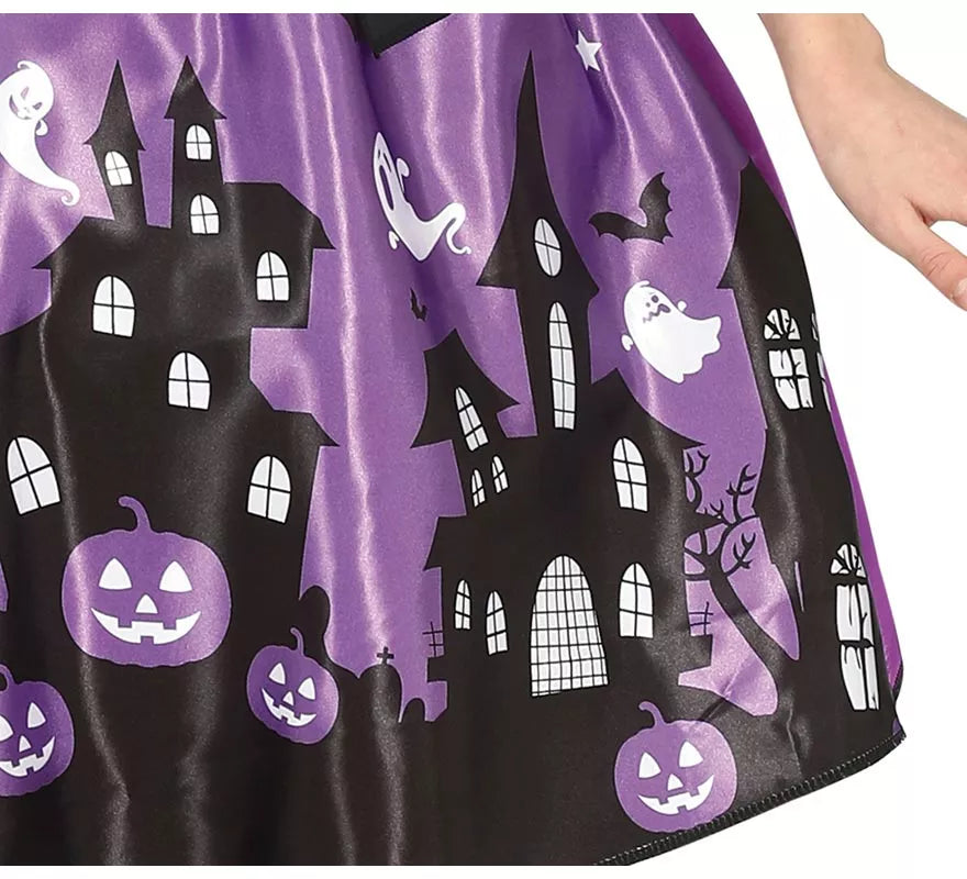 Translation missing: de.Disfraz de Bruja Morada con vestido estampado para niña