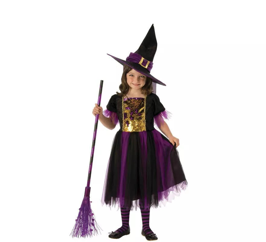 Translation missing: de.Disfraz de Bruja Morada y Negra para niña