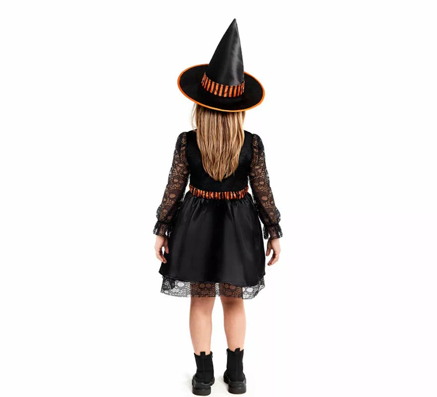 Translation missing: de.Disfraz de Bruja naranja con Encaje para niña