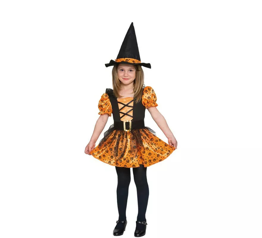 Translation missing: de.Disfraz de Bruja naranja para niña
