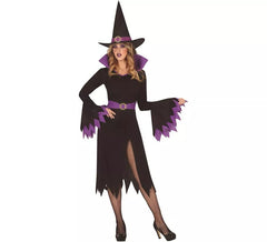 Schwarz-lila Hexenkostüm für Damen