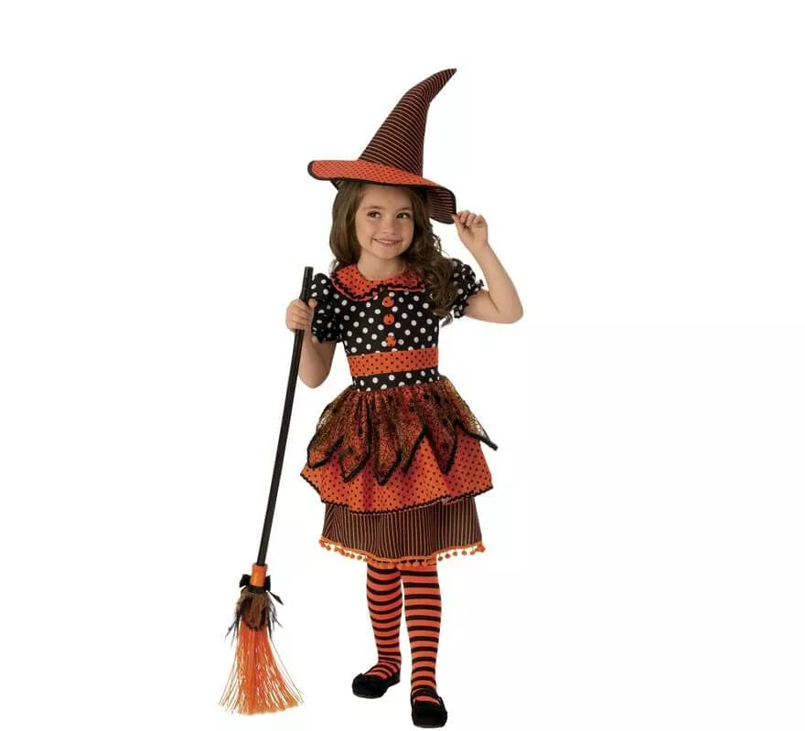 Translation missing: de.Disfraz de Bruja Negra y Naranja para niña