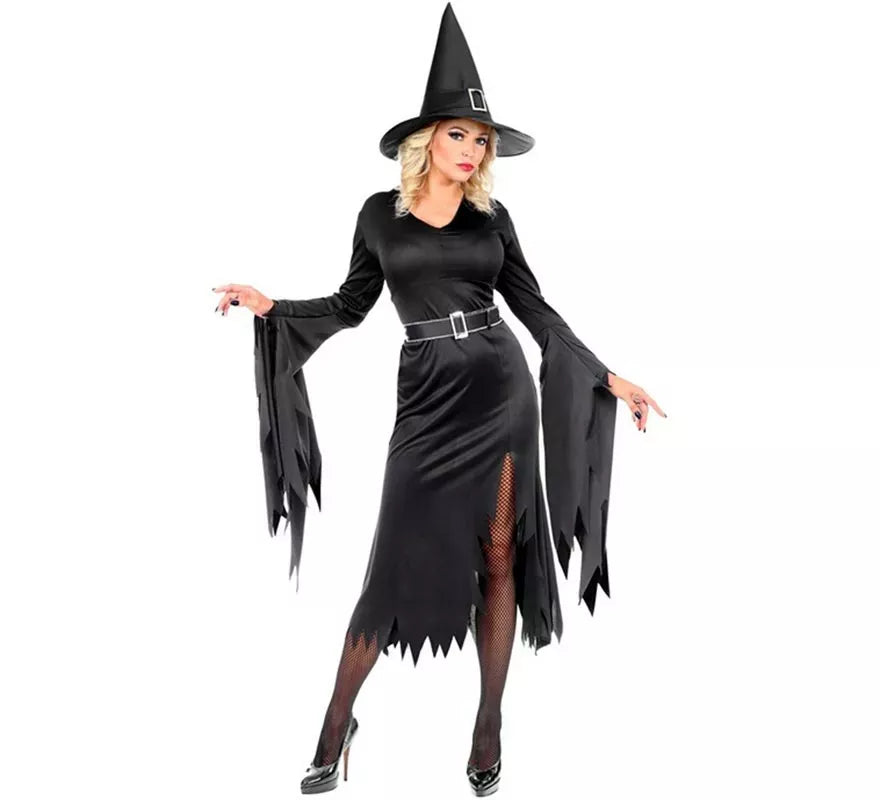 Disfraz de Bruja negro con Sombrero para mujer