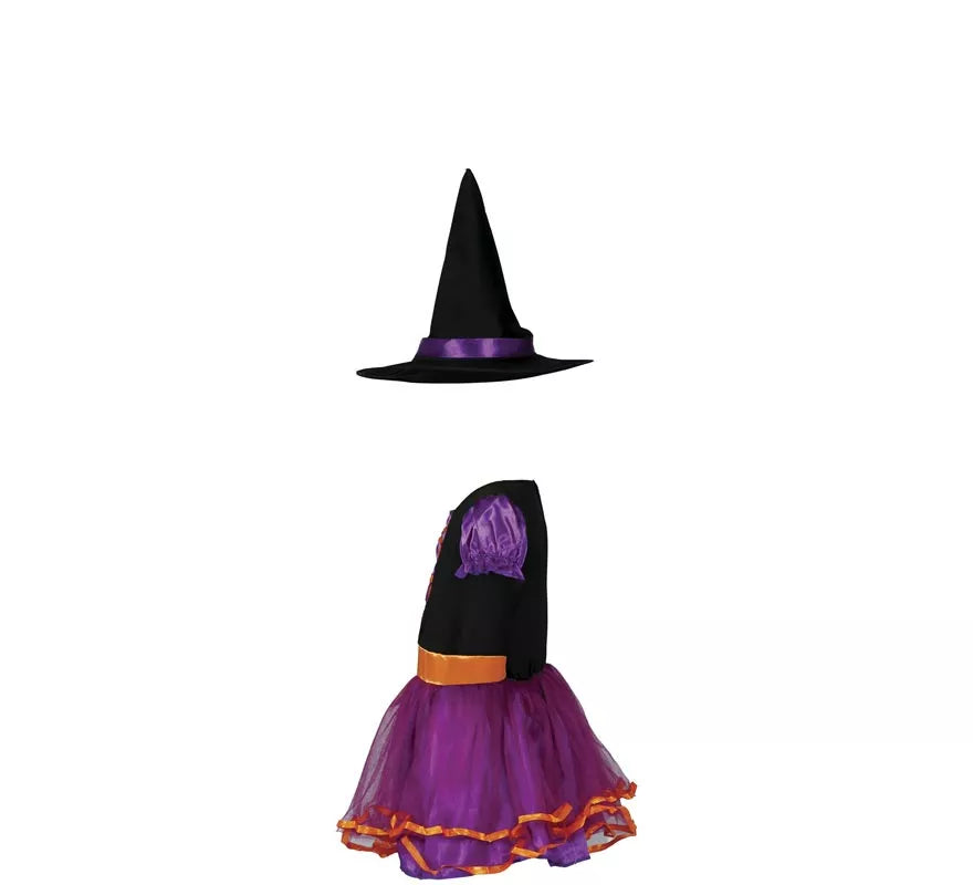 Translation missing: de.Disfraz de Bruja púrpura y naranja para niña y bebé