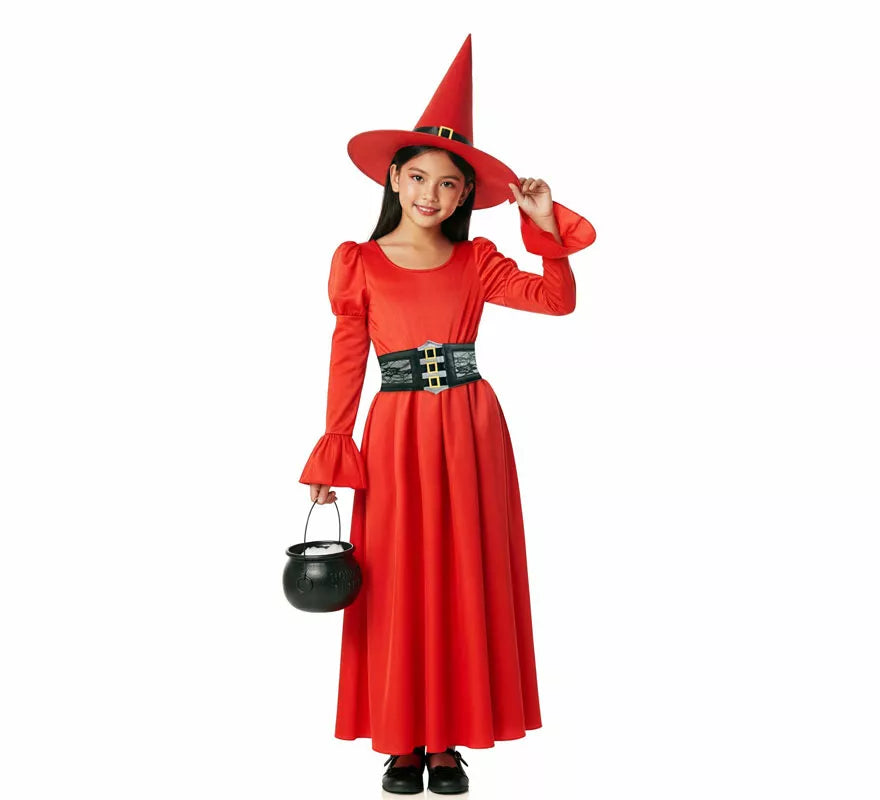Translation missing: de.Disfraz de Bruja rojo con Corset para niña