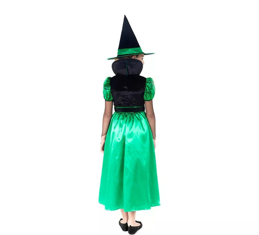 Translation missing: de.Disfraz de Bruja Verde para niña