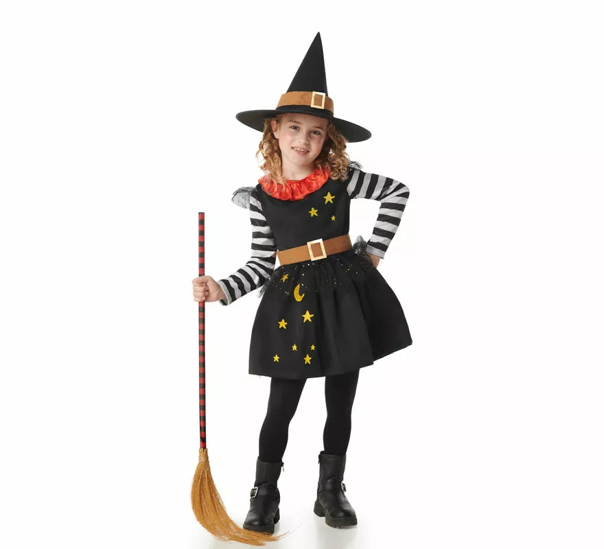 Translation missing: de.Disfraz de Brujita con Estrellas negro con niña