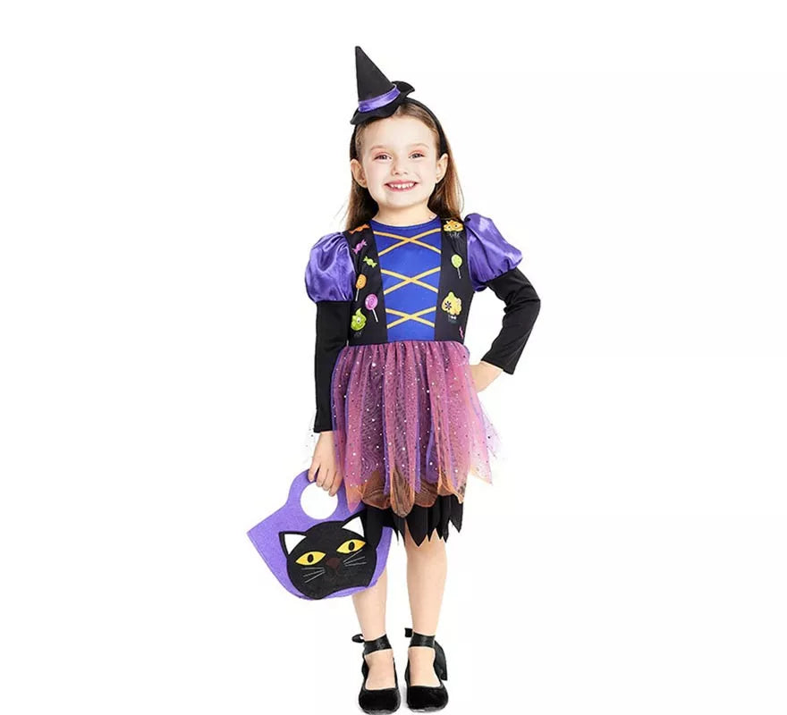 Translation missing: de.Disfraz de Brujita morada con diadema para bebé y niña
