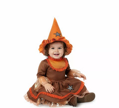 Kleines orangefarbenes Hexenkostüm für Babys