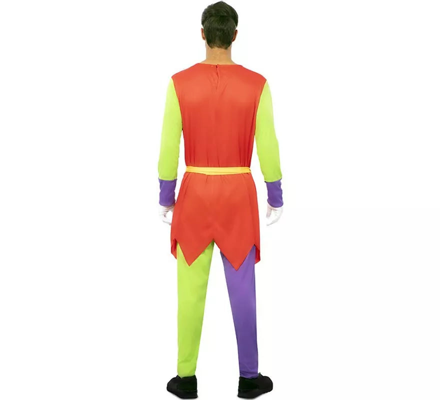 Disfraz de Bufón multicolor con antifaz para hombre