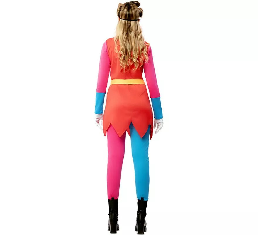 Disfraz de Bufona multicolor con antifaz para mujer