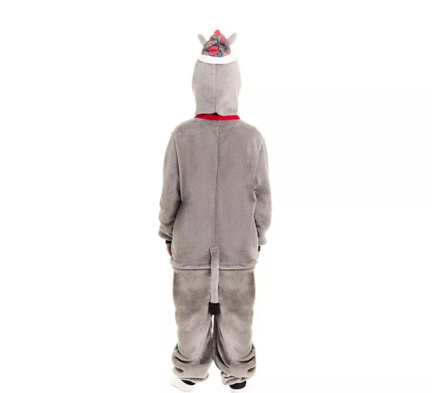 Disfraz de Burro Navideño Tartán con capucha para niños