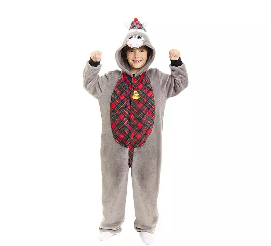 Translation missing: de.Disfraz de Burro Navideño Tartán con capucha para niños