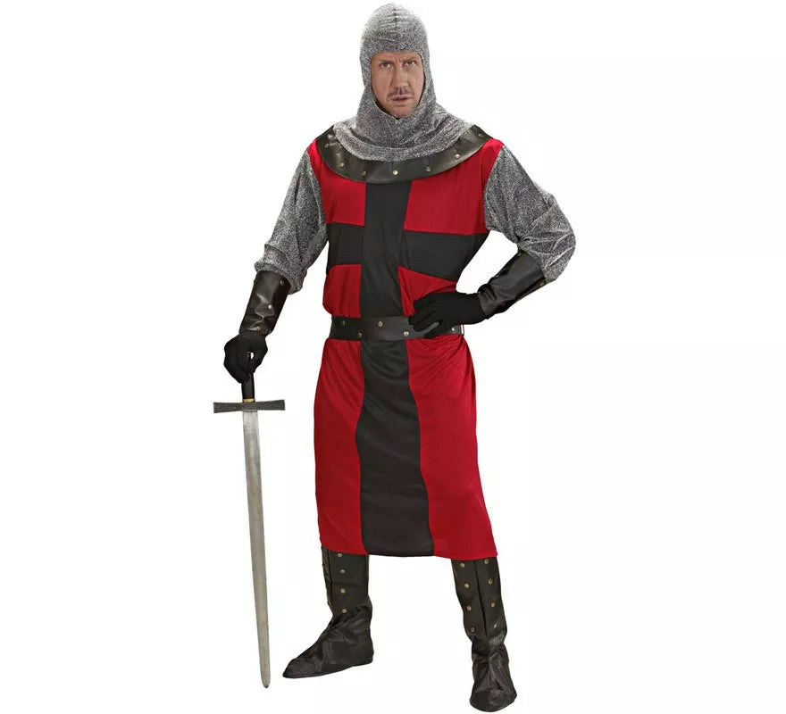 Disfraz de Caballero Época oscura rojo para hombre