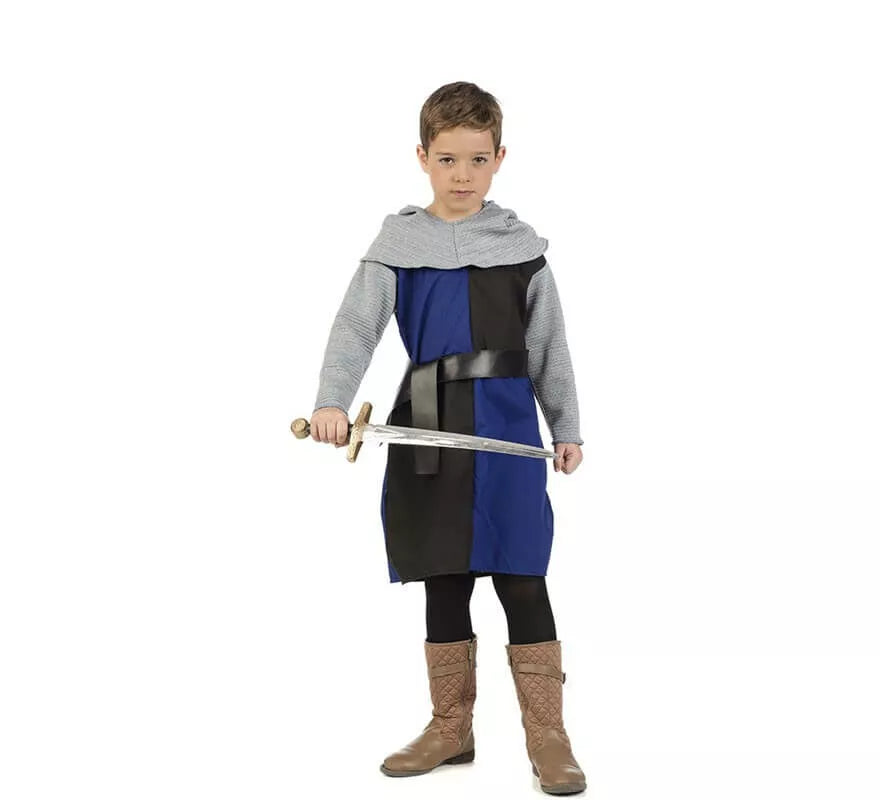 Translation missing: de.Disfraz de Caballero Medieval Azul y Negro para niño