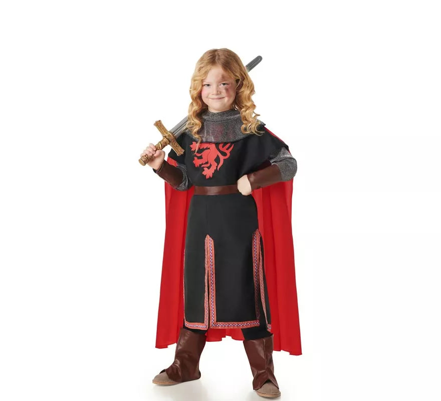 Disfraz de Caballero Medieval León negro para niños