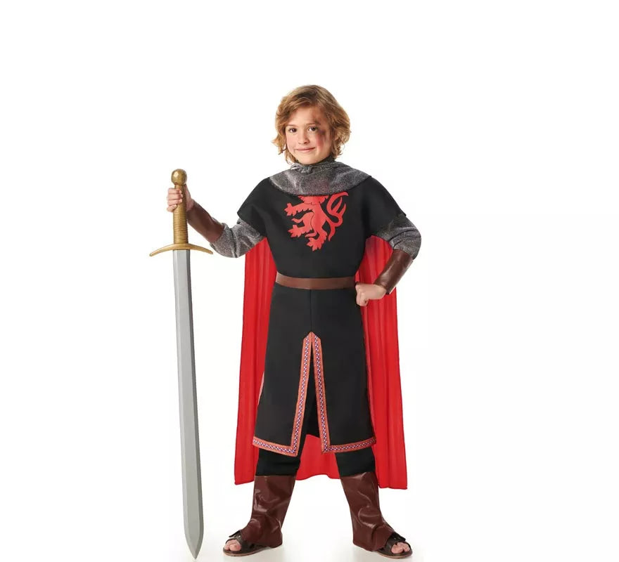 Translation missing: de.Disfraz de Caballero Medieval León negro para niños
