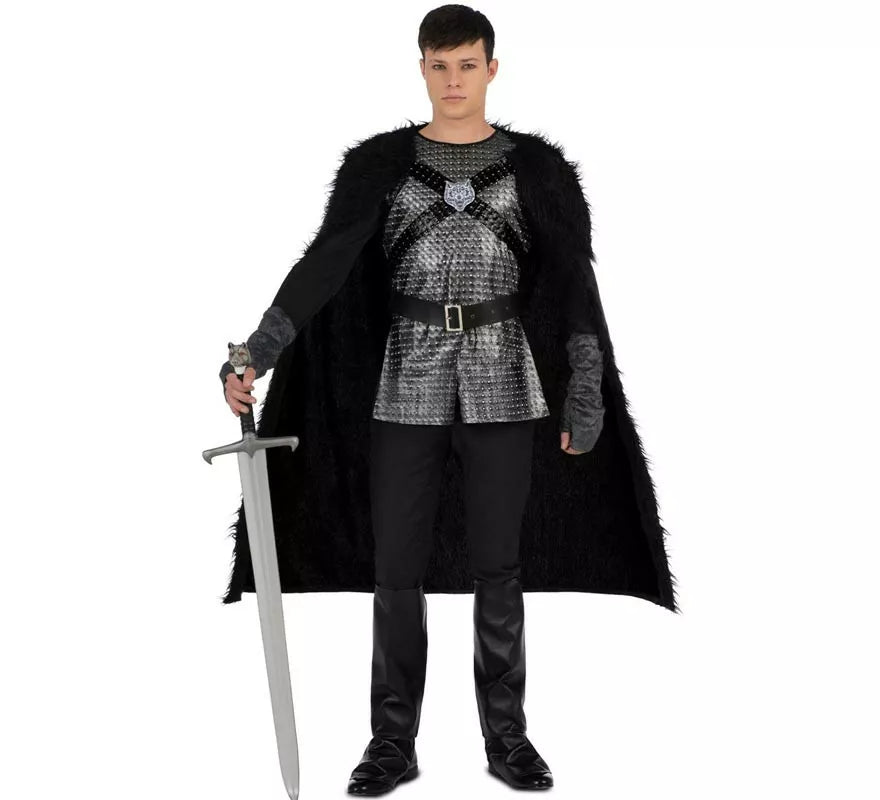 Translation missing: de.Disfraz de Caballero Medieval negro con capa para hombre