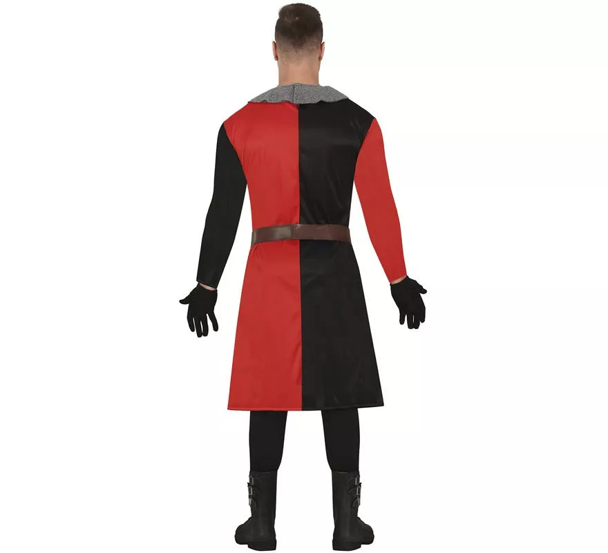Translation missing: de.Disfraz de Caballero Medieval rojo y negro para hombre