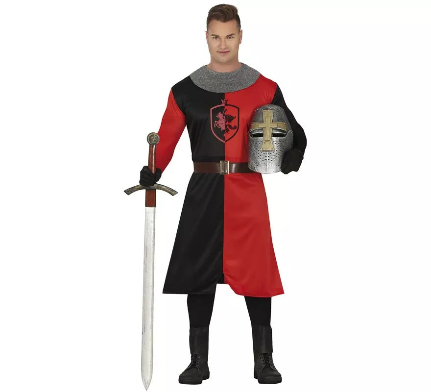 Translation missing: de.Disfraz de Caballero Medieval rojo y negro para hombre