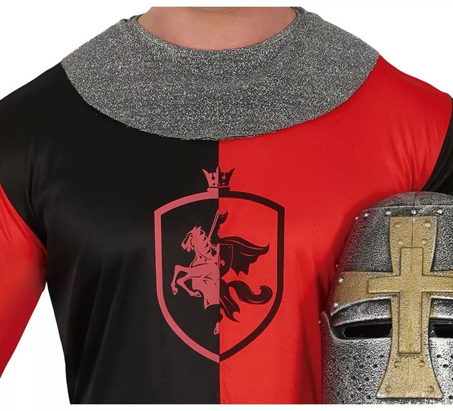 Disfraz de Caballero Medieval rojo y negro para hombre