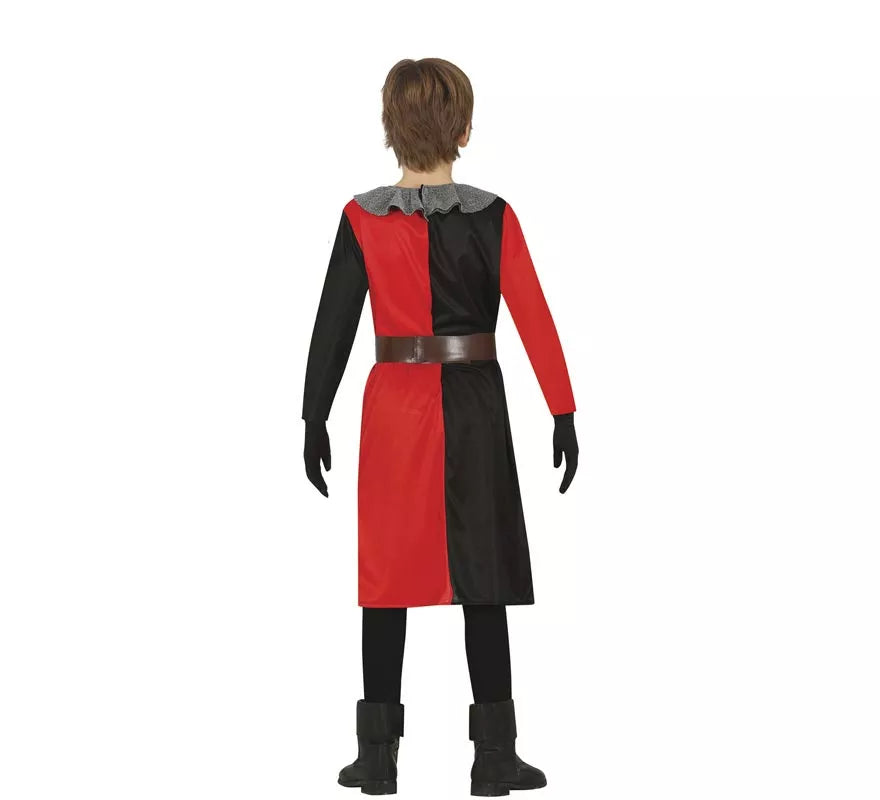 Translation missing: de.Disfraz de Caballero Medieval rojo y negro para niño