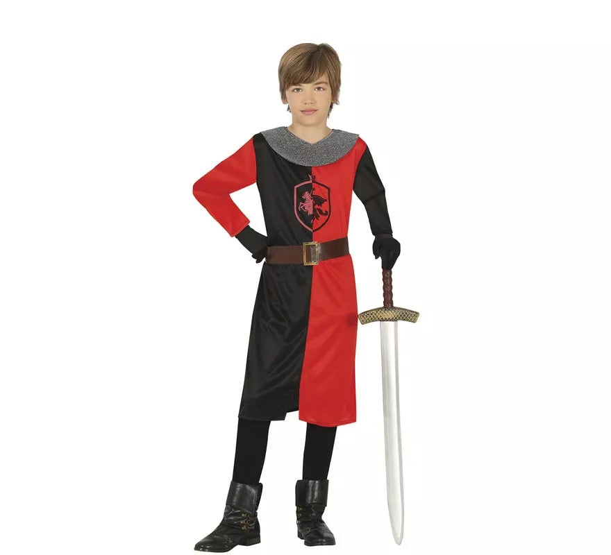 Translation missing: de.Disfraz de Caballero Medieval rojo y negro para niño
