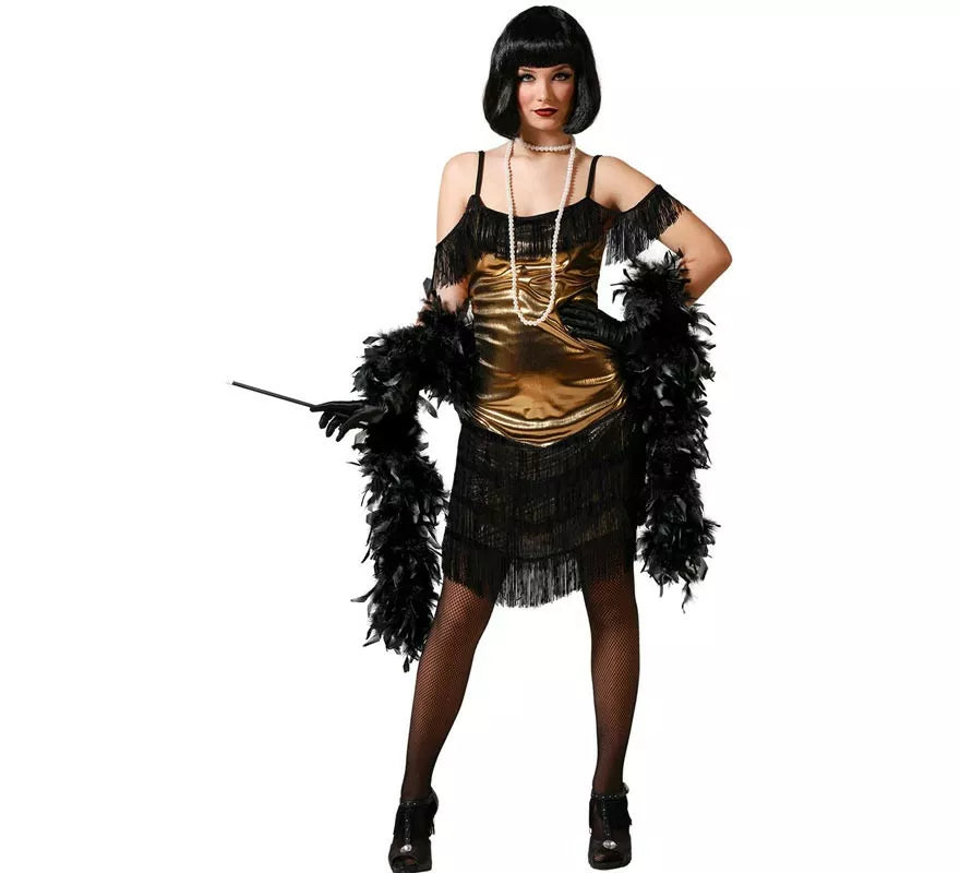 Translation missing: de.Disfraz de Cabaret negro y dorado para mujer