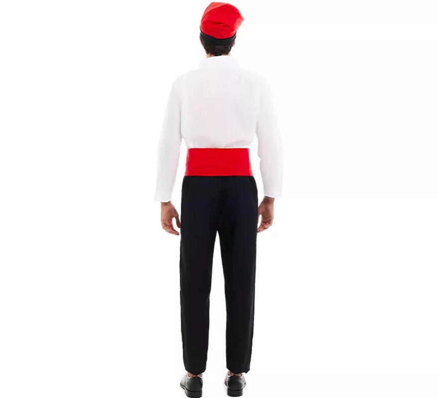 Translation missing: de.Disfraz de Caganer blanco y negro con fajín para hombre