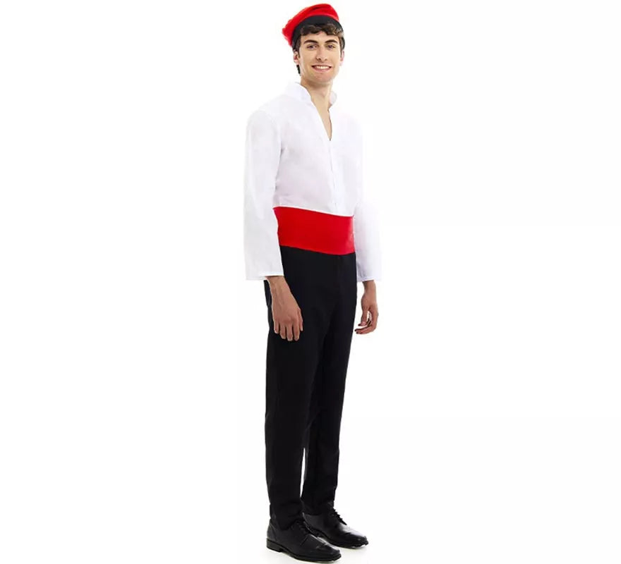 Translation missing: de.Disfraz de Caganer blanco y negro con fajín para hombre
