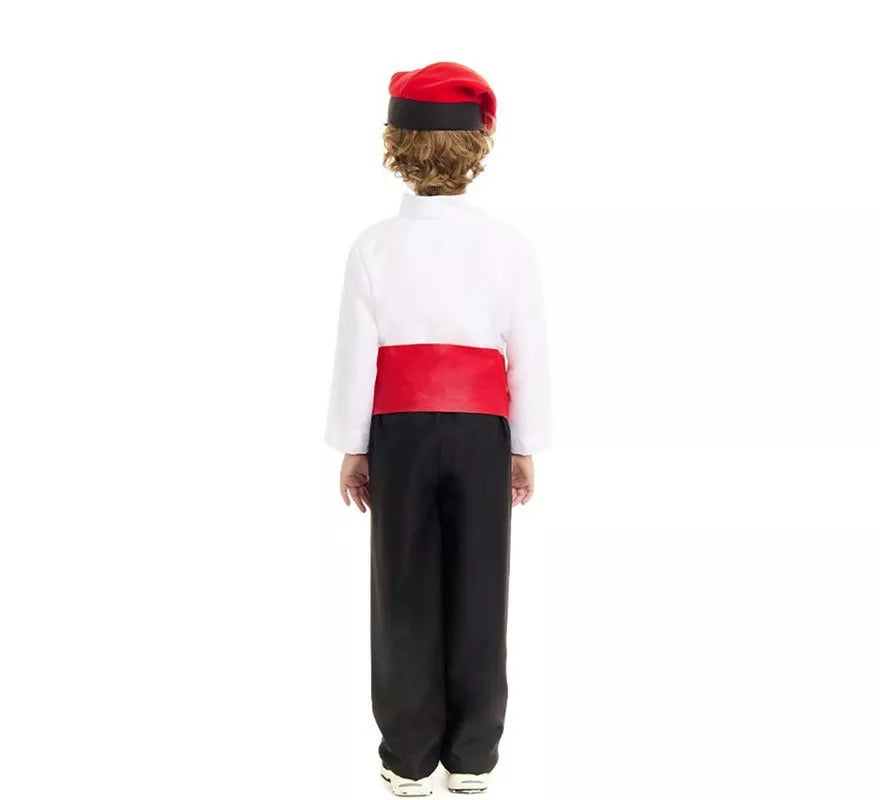 Translation missing: de.Disfraz de Caganer blanco y negro con fajín para niño