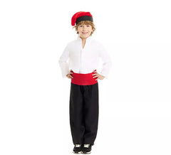 Schwarz-weißes Caganer-Kostüm mit Schärpe für Kinder