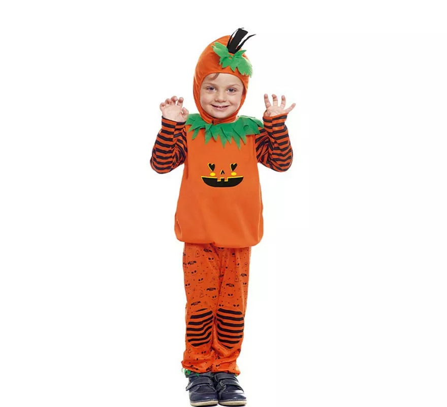 Translation missing: de.Disfraz de Calabaza a rayas con gorro para bebé y niños