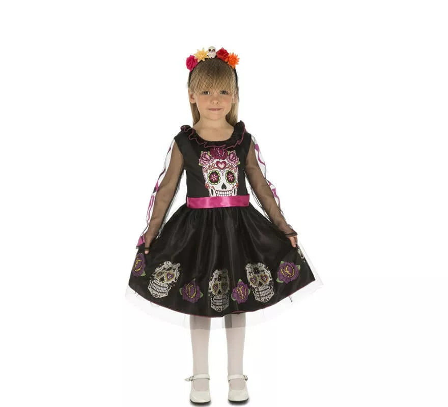 Translation missing: de.Disfraz de Calaverita Negra para niña