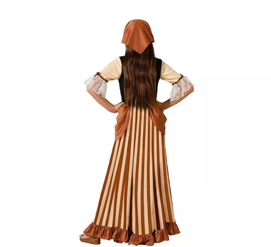 Translation missing: de.Disfraz de Campesina Medieval Marrón para niña