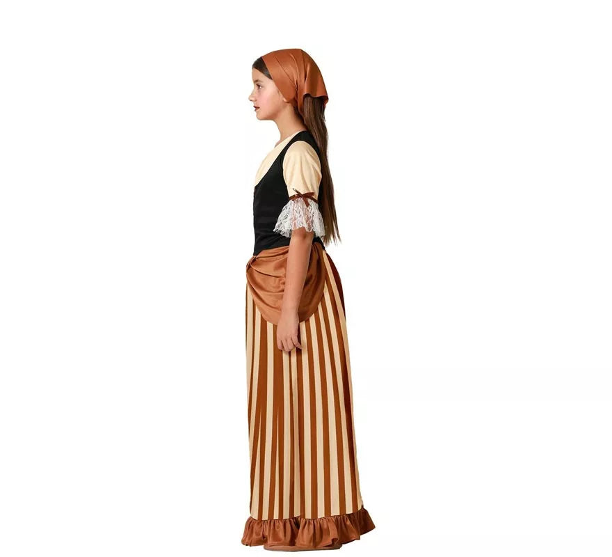 Translation missing: de.Disfraz de Campesina Medieval Marrón para niña